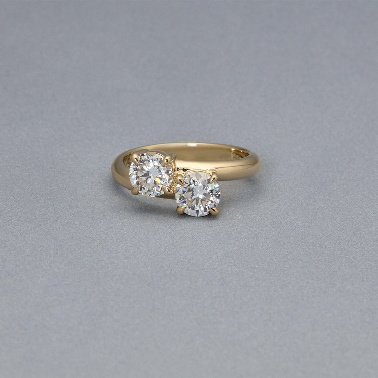 Stone and Strand 14K Yellow Gold Lab-Created Diamond Moi et Toi Ring Editorial Image