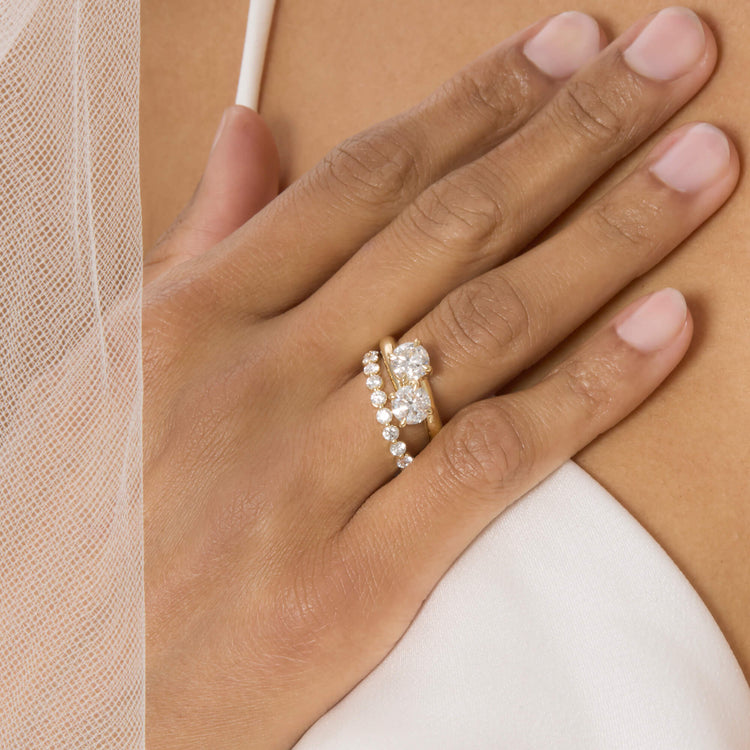 Image of 14K Yellow Gold Lab-Created Diamond Moi et Toi Ring with Stone and Strand Rings