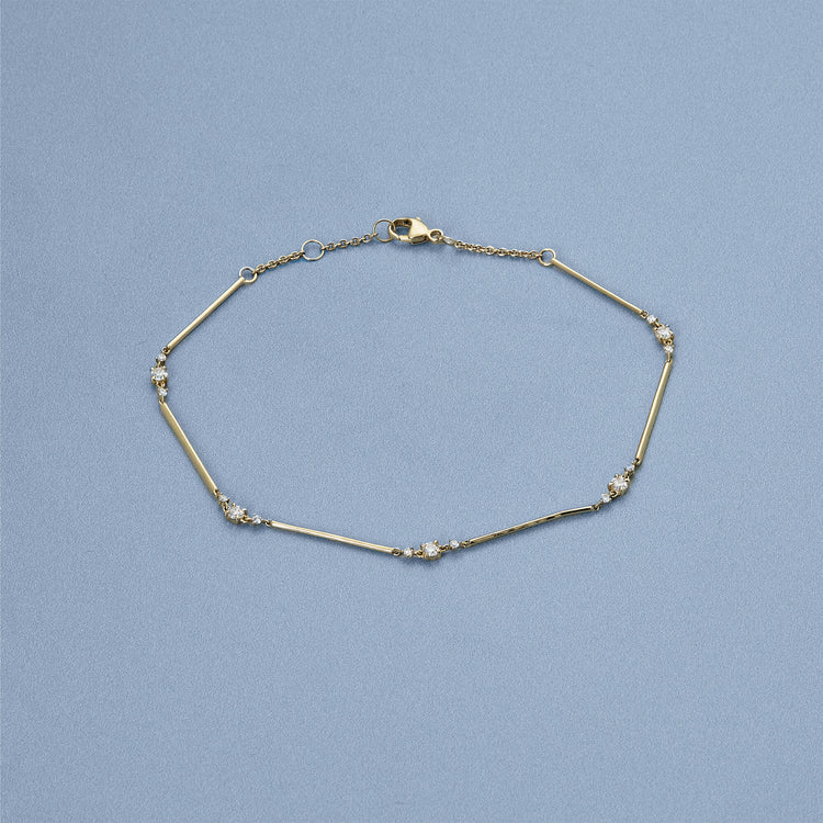 Stone and Strand 14K Yellow Gold LAB-Created Diamond Morse Code Anklet Editorial Image