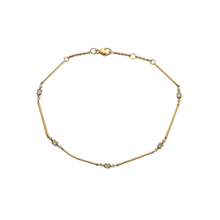 Stone and Strand 14K Yellow Gold LAB-Created Diamond Morse Code Anklet Front Image