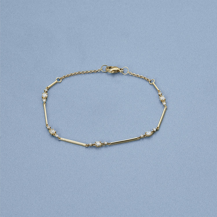 Stone and Strand 14K Yellow Gold LAB-Created Diamond Morse Code Bracelet Editorial Image
