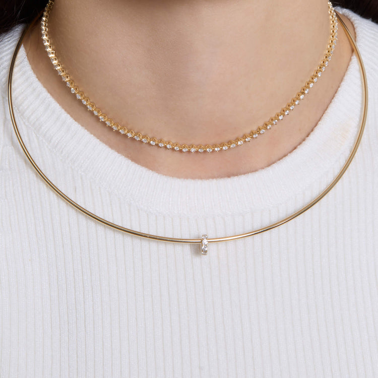 Image of 10K Yellow Gold Lab-Created Diamond Optimus Bead with Stone and Strand Necklaces