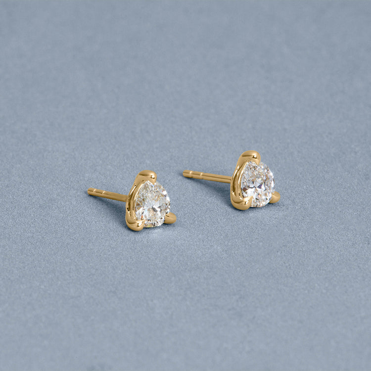 Stone and Strand 14K Yellow Gold LAB-Created Diamond Essential Pear Stud Earrings Editorial Image