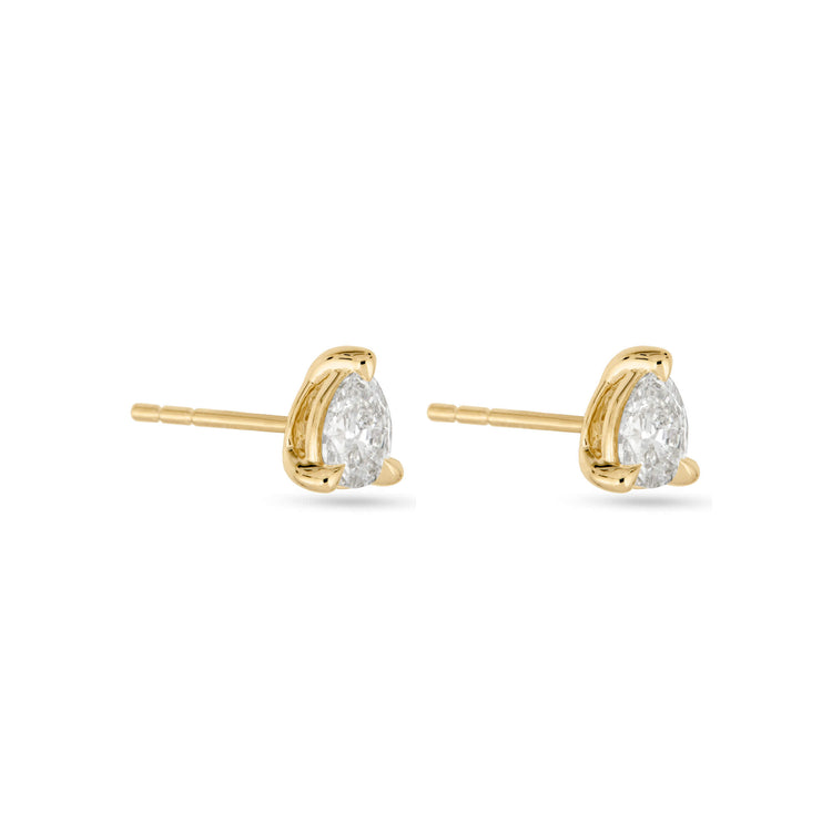 Stone and Strand 14K Yellow Gold LAB-Created Diamond Essential Pear Stud Earrings Side Image
