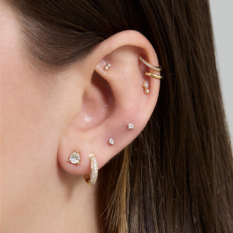 Image of 14K Yellow Gold LAB-Created Diamond Essential Pear Stud Earrings with Stone and Strand Earrings