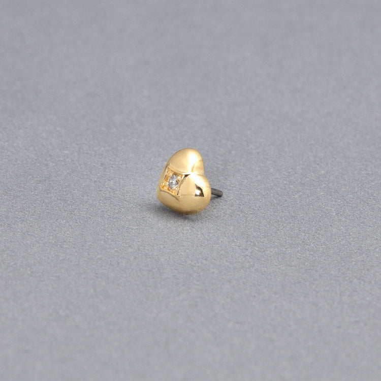 Stone and Strand 14K Yellow Gold Lab-Created Diamond Puffed Heart Push Pin Flat Back Editorial Image