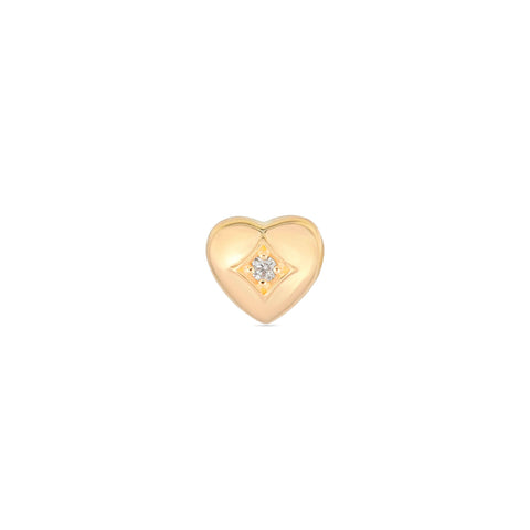 Stone and Strand 14K Yellow Gold Lab-Created Diamond Puffed Heart Push Pin Flat Back Front Image