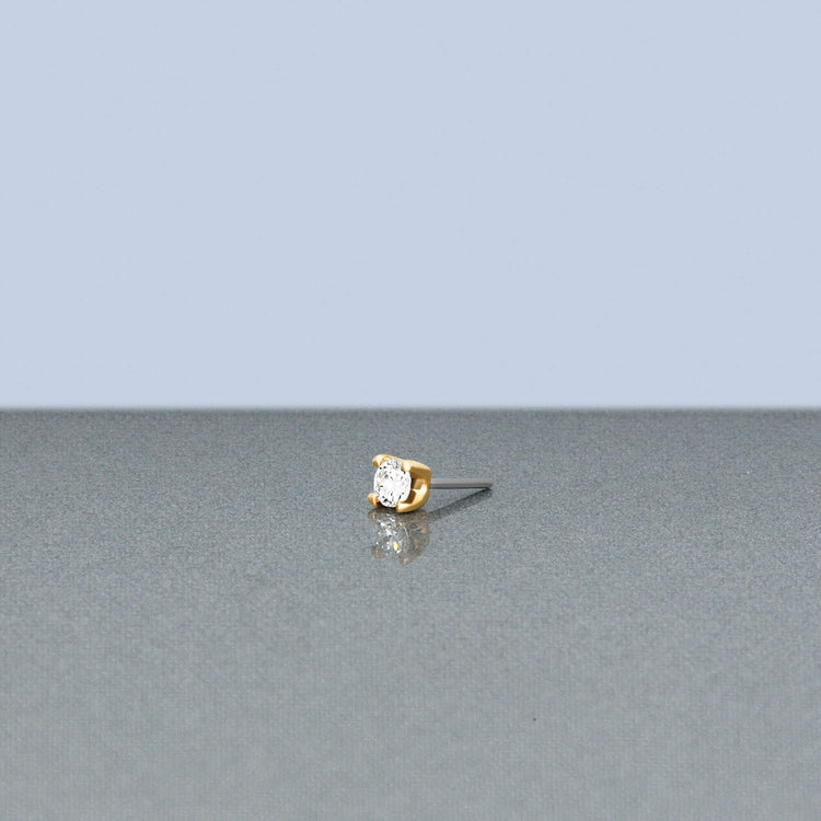 Stone and Strand 14K Yellow Gold Lab-Created Diamond Push Pin Flat Back 2mm Editorial Image