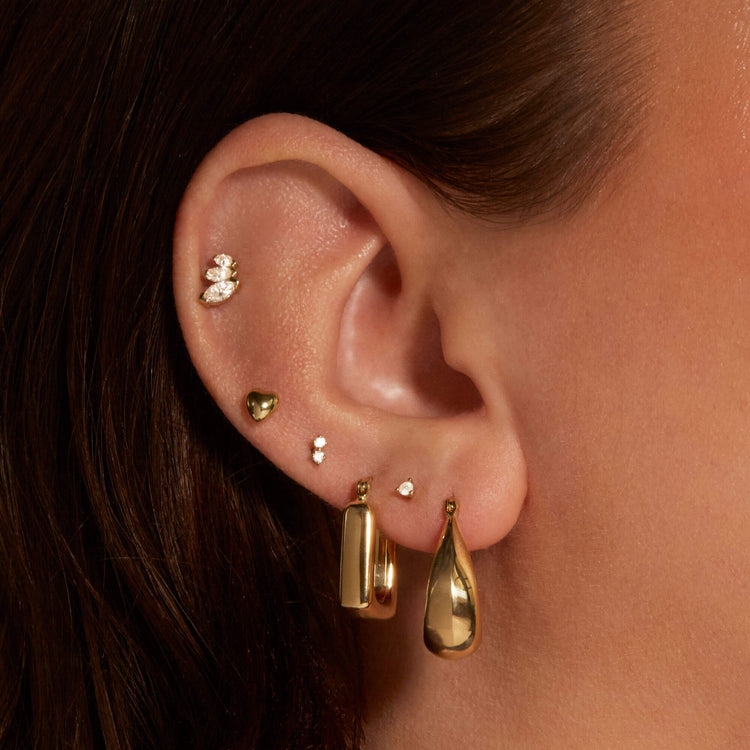 Image of 14K Yellow Gold Lab-Created Diamond Push Pin Flat Back 2mm with Stone and Strand Earrings