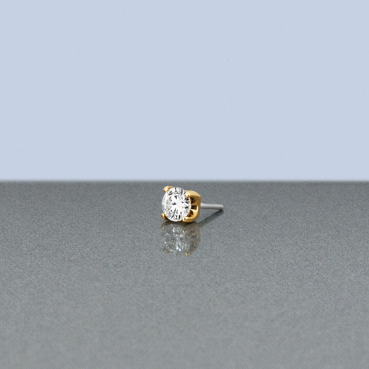 Stone and Strand 14K Yellow Gold Lab-Created Diamond Push Pin Flat Back 3mm Editorial Image