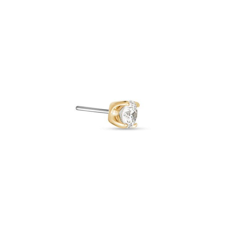 Stone and Strand 14K Yellow Gold Lab-Created Diamond Push Pin Flat Back 3mm Side Image