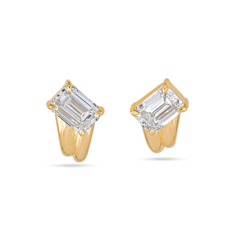 Stone and Strand 14K Yellow Gold LAB-Created Diamond Racing Stripes Earrings Front Image