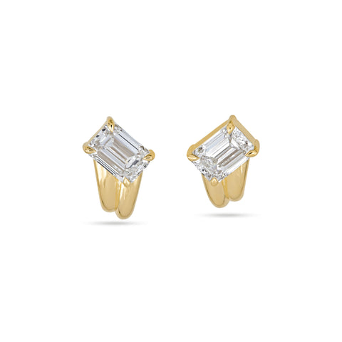 Stone and Strand 14K Yellow Gold LAB-Created Diamond Racing Stripes Earrings Front Image