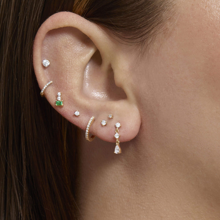 Image of 14K Yellow Gold Lab-Created Diamond Screenplay Earrings with Stone and Strand Earrings