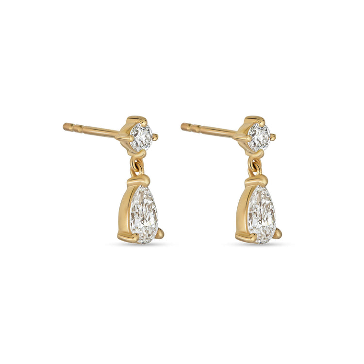 Stone and Strand 14K Yellow Gold Lab-Created Diamond Script Earrings Side Image