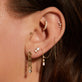 Image of 14K Yellow Gold Lab-Created Diamond Side Pave Clicker with Stone and Strand Earrings