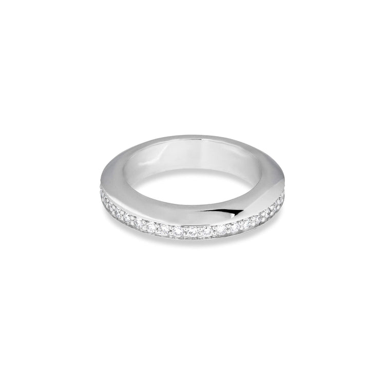 Stone and Strand Sterling Silver LAB-Created Diamond Tube Ring Top Image
