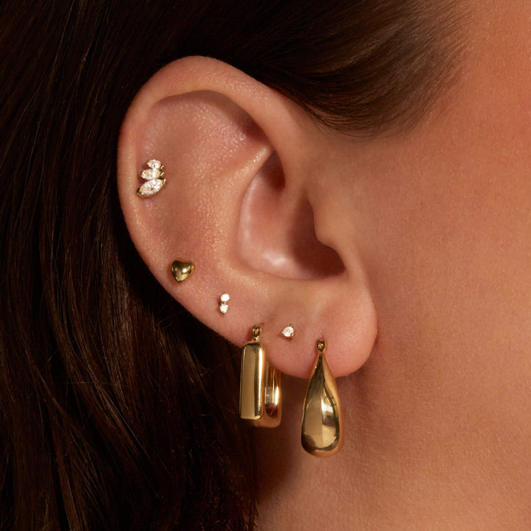 Image of 14K Yellow Gold Lab-Created Diamond Sway Push Pin Flat Back with Stone and Strand Earrings