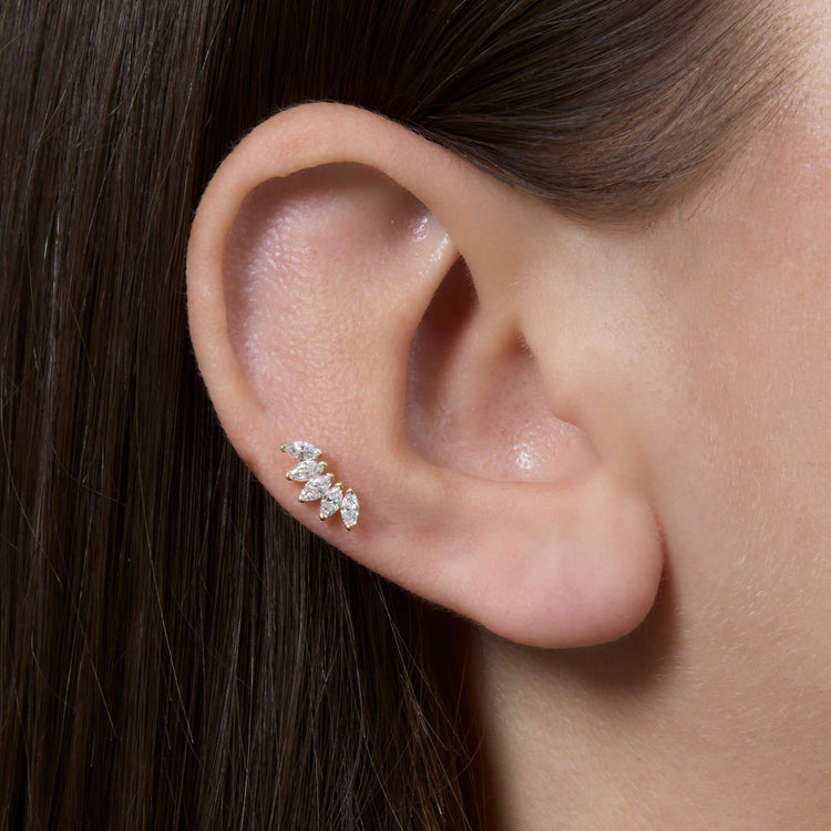 Image of 14K Yellow Gold LAB-Created Diamond Tiara Flat Back on Models Ear