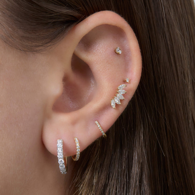 Image of 14K Yellow Gold LAB-Created Diamond Tiara Flat Back with Stone and Strand Earrings