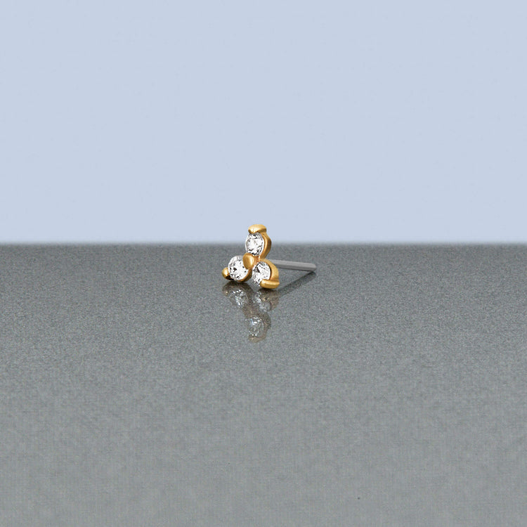 Stone and Strand 14K Yellow Gold Lab-Created Diamond Trio Push Pin Flat Back Editorial Image