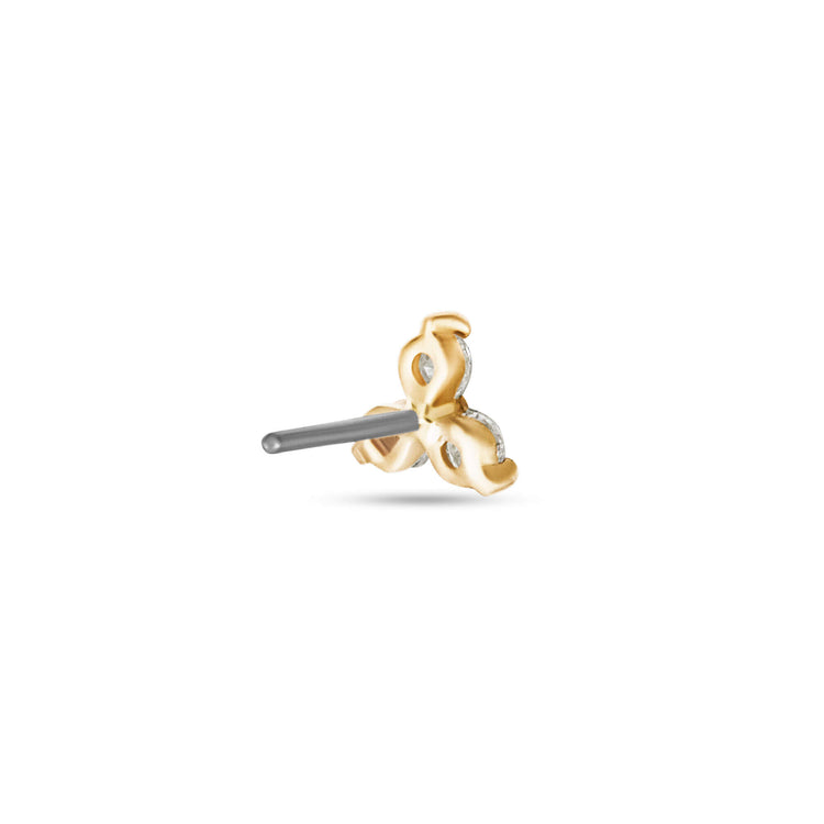 Stone and Strand 14K Yellow Gold Lab-Created Diamond Trio Push Pin Flat Back Rear Image
