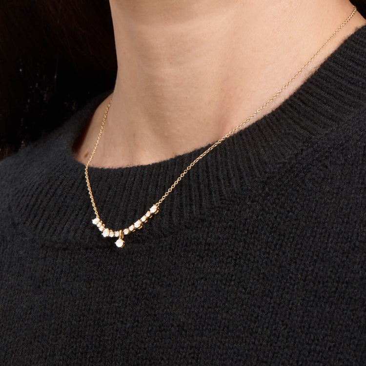 Image of 14K Yellow Gold Lab-Created Diamond Vivien Choker on Models Neck