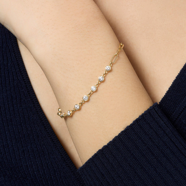 Image of 14K Yellow Gold Lab-Created Diamonds By The Yard Bracelet on Models Arm