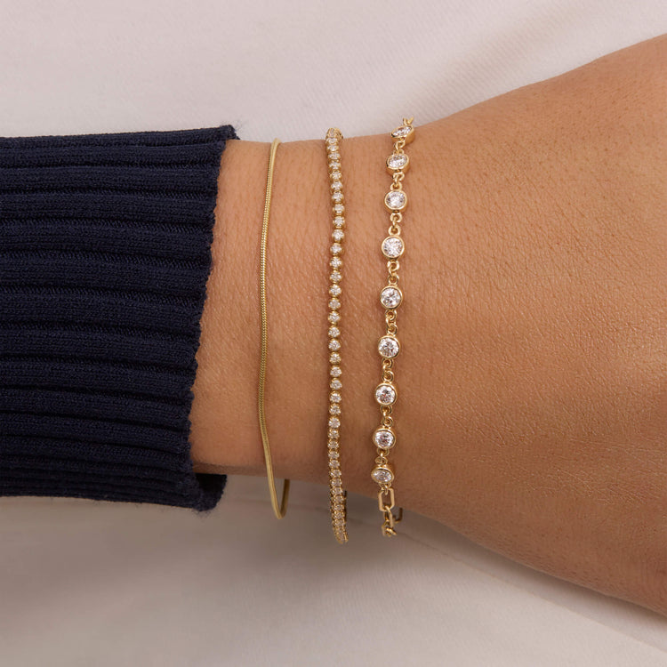 Image of 14K Yellow Gold Lab-Created Diamonds By The Yard Bracelet with Stone and Strand Bracelets