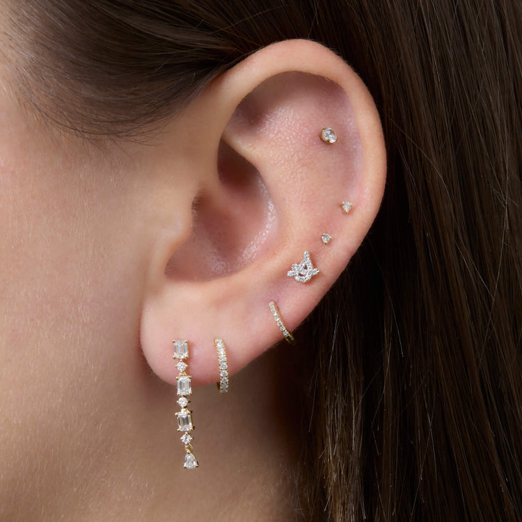 Image of 14K Yellow Gold LAB-Created Dolby Theater Earrings with Stone and Strand Earrings