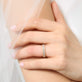 Image of 14K Yellow Gold Lab-Created Emerald Cut Eternity Band on Models Hand