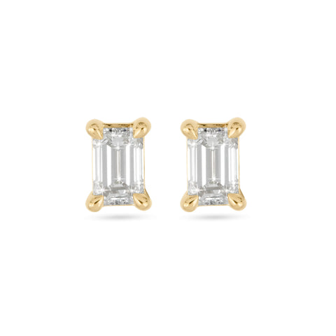 Stone and Strand 14K Yellow Gold LAB-Created Emerald Cut Stud Earrings Front Image
