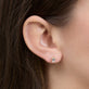 Image of 14K Yellow Gold LAB-Created Emerald Cut Stud Earrings on Models Ear