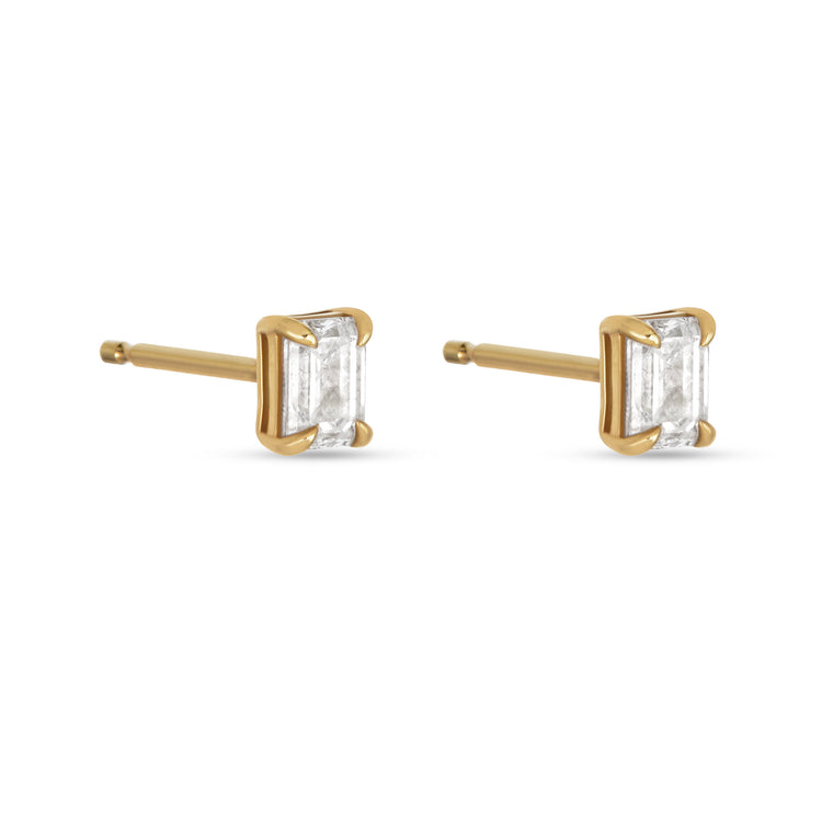 Stone and Strand 14K Yellow Gold Lab-Created Diamond Looking Glass Studs Side Image