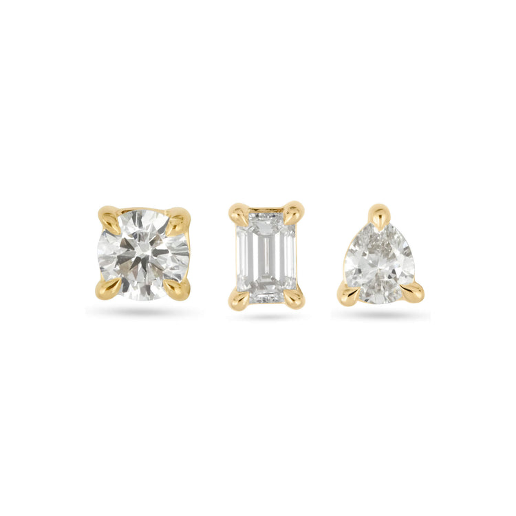 Stone and Strand 14K Yellow Gold LAB-Created Fancy Piercing Stud Set Front Image