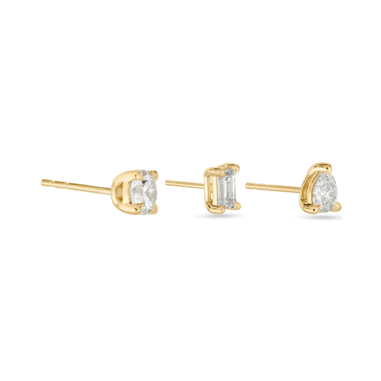 Stone and Strand 14K Yellow Gold LAB-Created Fancy Piercing Stud Set Side Image