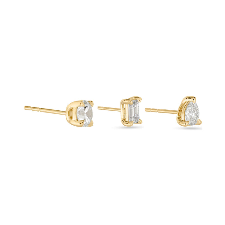 Stone and Strand 14K Yellow Gold LAB-Created Fancy Piercing Stud Set Side Image