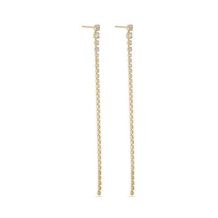 Stone and Strand 14K Yellow Gold LAB-Created Graduated Diamond Drop Earrings Side Image