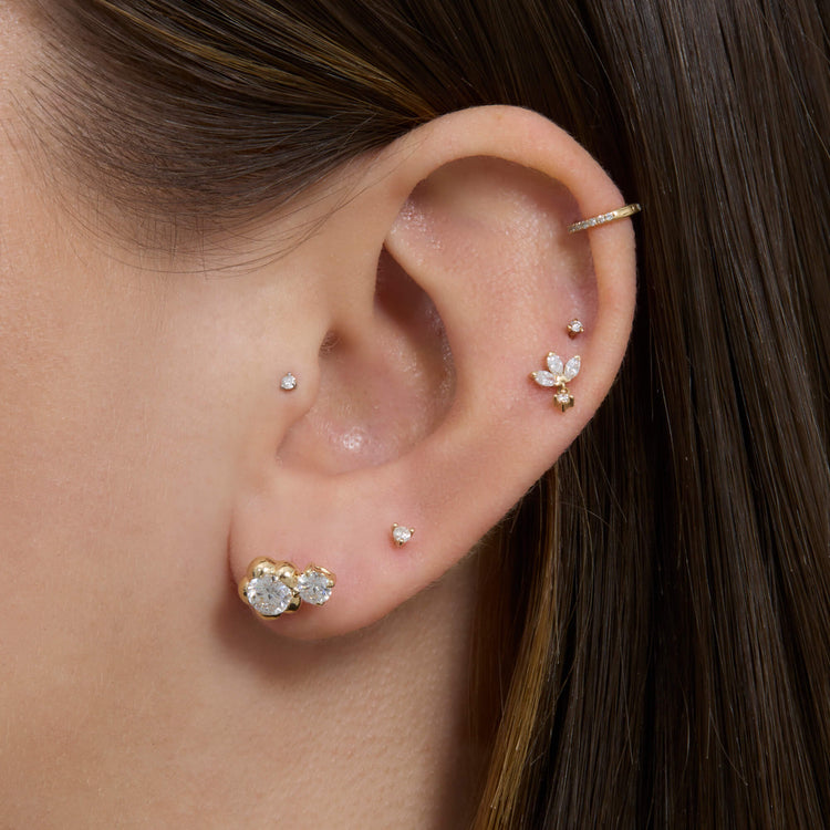 Image of 14K Yellow Gold Lab-Created Hendrix Diamond Earrings with Stone and Strand Earrings