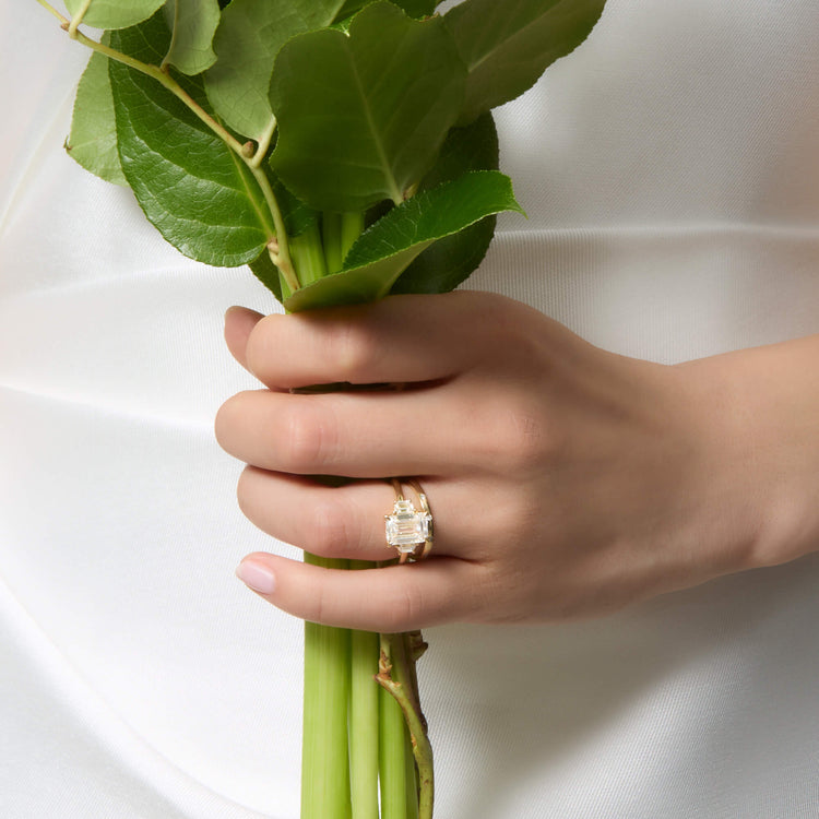 Image of 14K Yellow Gold The Lab-Created Hera Ring with Stone and Strand Rings