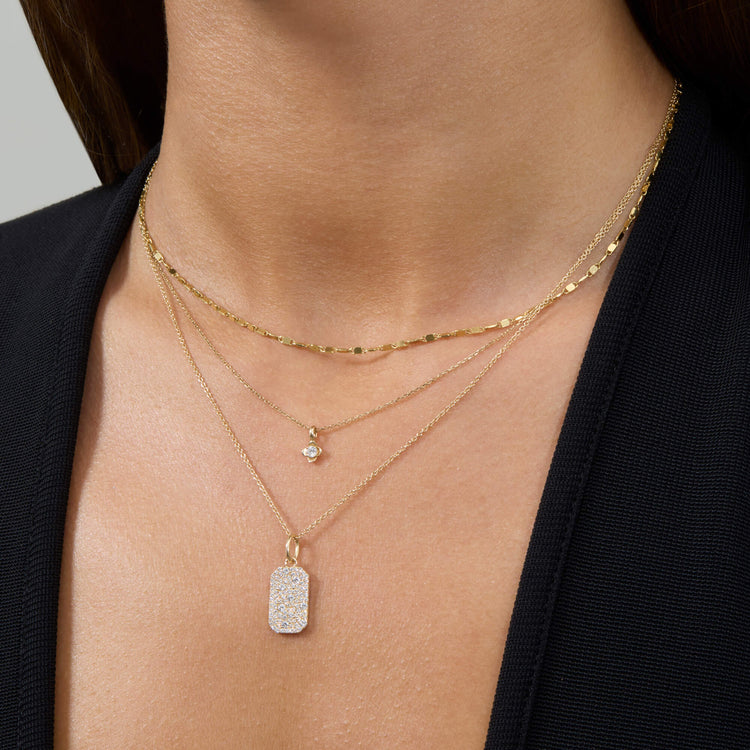 Image of 14K Yellow Gold LAB-Created Hold Me Diamond Tag Necklace with Stone and Strand Necklaces
