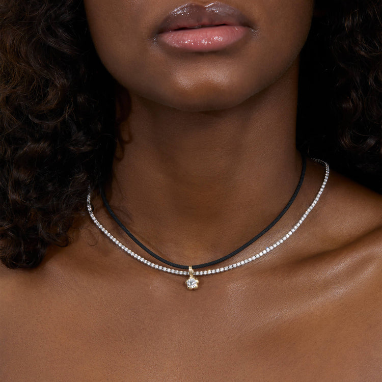 Image of 14K Yellow Gold Lab-Created Joplin Diamond Necklace with Stone and Strand Necklaces