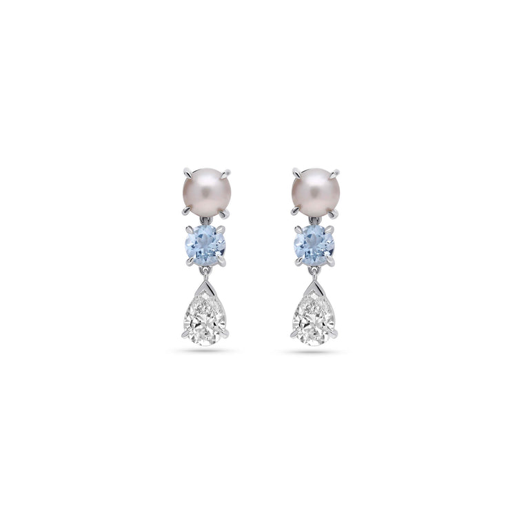 Stone and Strand 14K White Gold LAB-Created Le Bleu Drop Earrings Front Image