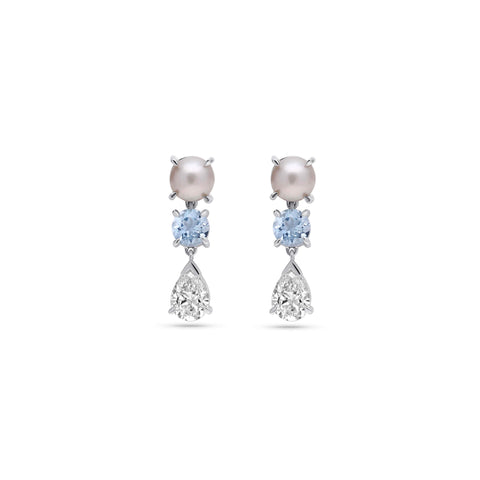 Stone and Strand 14K White Gold LAB-Created Le Bleu Drop Earrings Front Image