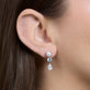 Image of 14K White Gold LAB-Created Le Bleu Drop Earrings on Models Ear