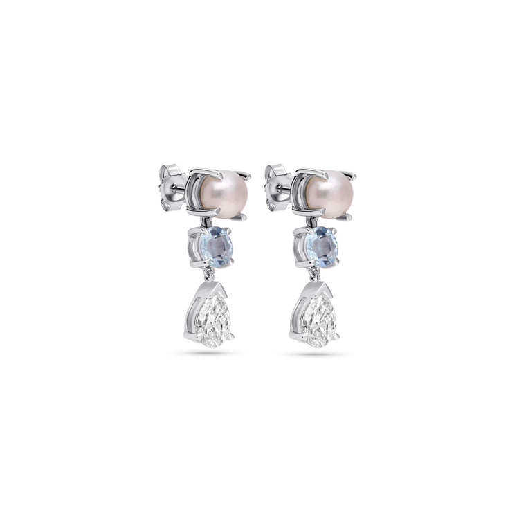 Stone and Strand 14K White Gold LAB-Created Le Bleu Drop Earrings Side Image