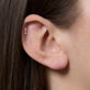 Image of 14K Yellow Gold LAB-Created Line Drop Second Hole Flat Back Piercing Earring on Models Ear