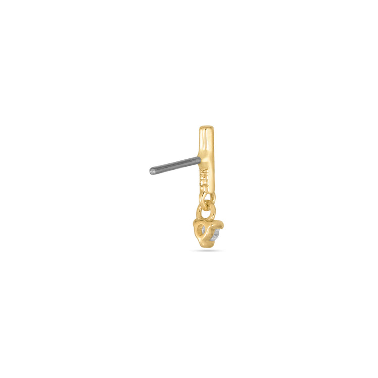 Stone and Strand 14K Yellow Gold LAB-Created Line Drop Second Hole Flat Back Piercing Earring Rear Image