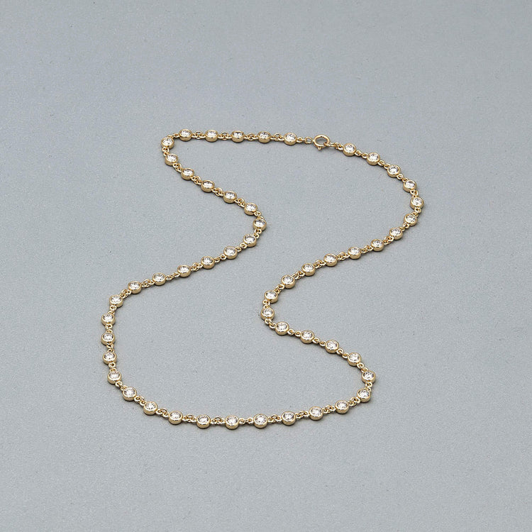Stone and Strand 14K Yellow Gold Lab-Created Linked Up Tennis Necklace Editorial Image