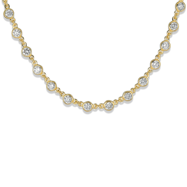Stone and Strand 14K Yellow Gold Lab-Created Linked Up Tennis Necklace Close Up Image